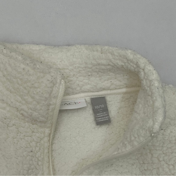 The Children's Place L (10/12) White Faux Fur Fleece Jacket Full Zip Coat Sweate - Picture 9 of 9